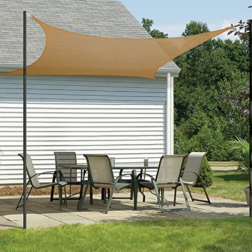 Image of HIPPO Shade Sail 9.5 Feet X 15 Feet Sun Shade 85% UV Block for Canopy Cover, Outdoor Patio, Garden, Pergola, Balcony Tent (Beige-Black)