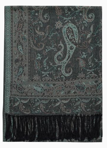 Umjetnost Womens Soft Silky Pashmina Rave Scarf Paisley Pattern Pashmina Shawl Wrap with Fringes3