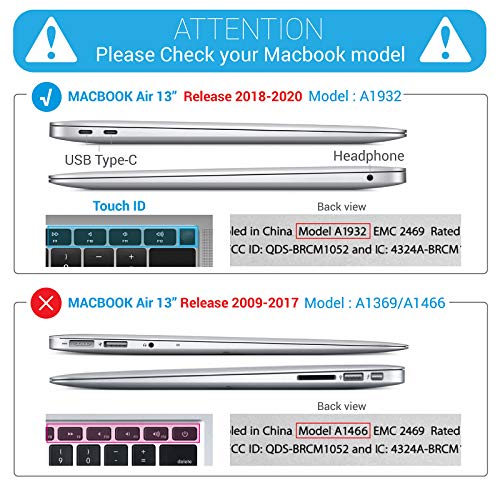 IBENZER MacBook Air 13 Inch Case 2020 2019 2018 New Version A1932, A2179, Hard Shell Case with Keyboard Cover for Apple Mac Air 13 Retina with Touch ID,TBL, MMA-T13TBL+1 - Thumbnail 2