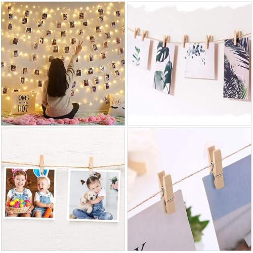 Image of ARTISTERY 1 Inch 20 PCS Mini Clothespins, Mini Clothes Pins for Photo Natural Wooden Small Picture Clips for Crafts Tiny Pegs /Wood Clips for Wall Hanging Pictures