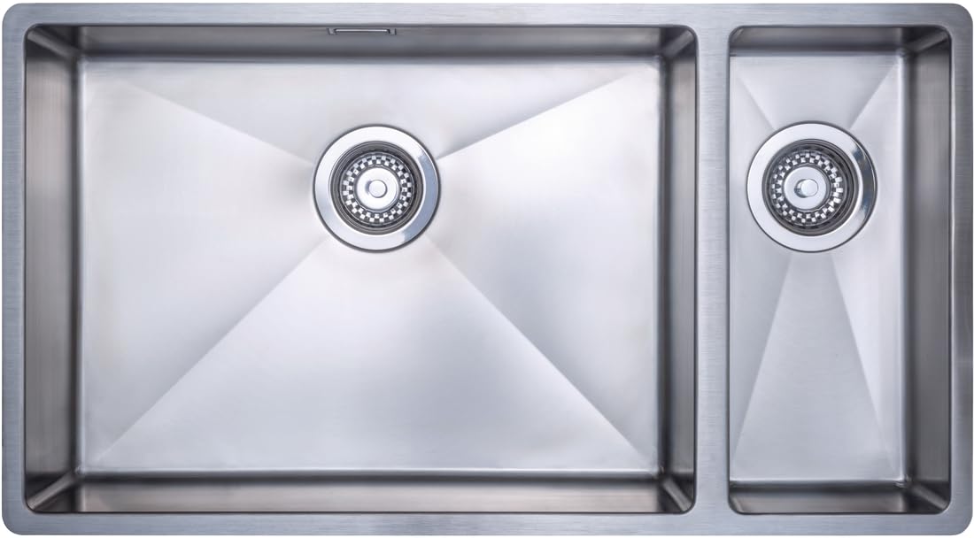 Austen & Co. Como Stainless Steel Extra Large Inset & Undermount 1.5 Bowl Kitchen Sink - Left Hand Main Bowl