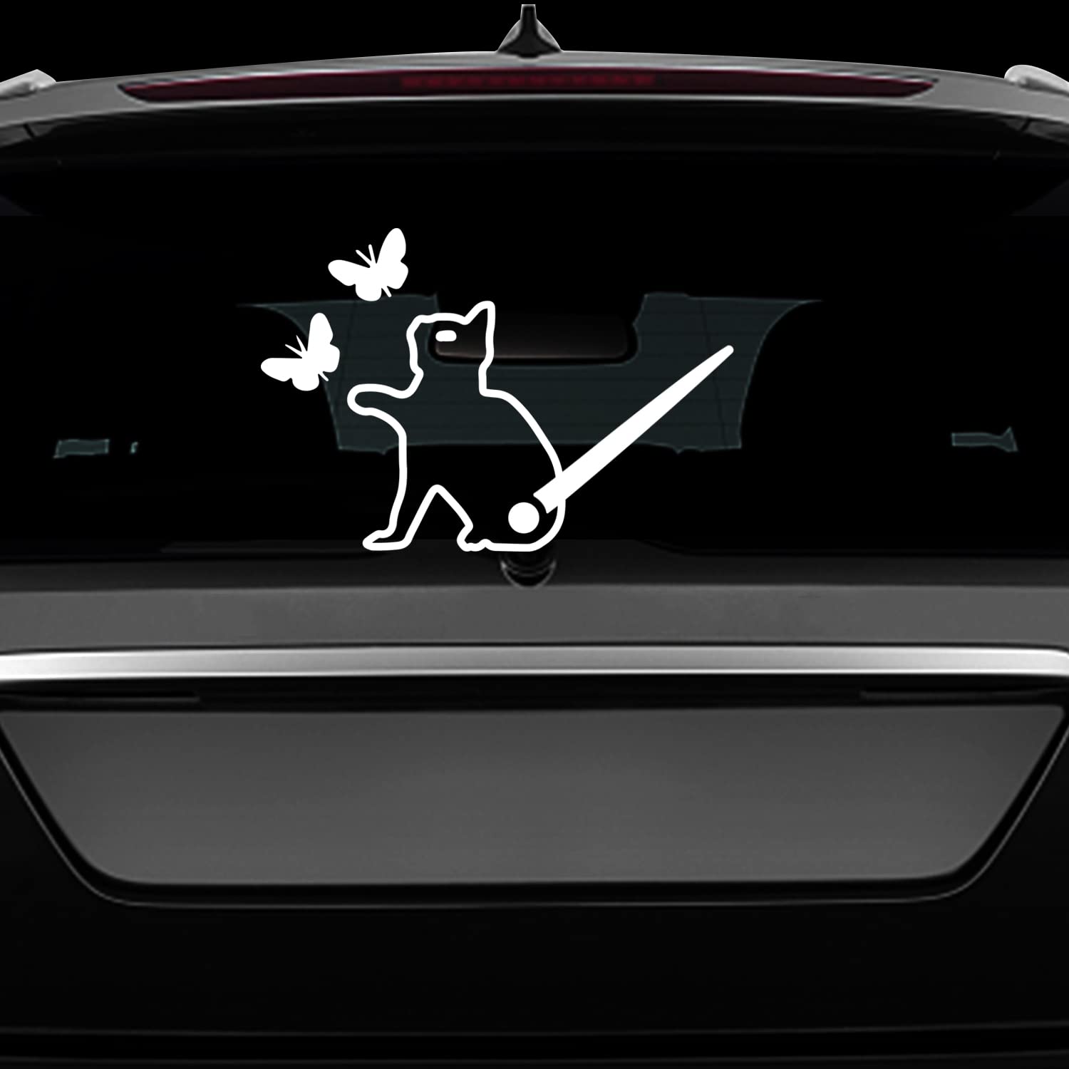 Leniutor Funny Cat Wiper Sticker - Reflective Yellow Vinyl Car Decal With Waving Tail