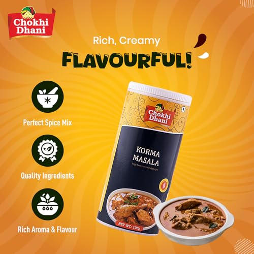 Image of Chokhi Dhani Korma Masala Powder 100g | Mughlai Korma Spice Mix | Rich Creamy Curry Masala for Chicken, Mutton & Veg Korma | Restaurant Style Gravy Masala