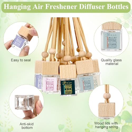 Image of Funnymoom 20 Pcs Employee Appreciation Gift Bulk Car Air Freshener Diffuser Hanging Car Empty Glass Oil Diffuser Thank You Gifts for Employee Coworker Social Worker