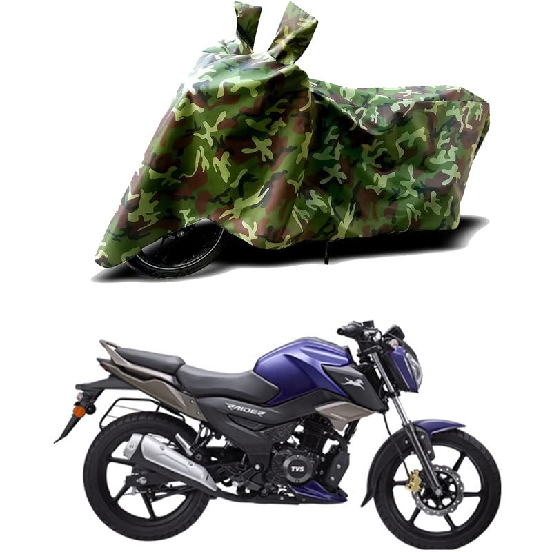 Image of 100% Water Resistant Full Bike Scooty Two Wheeler Body Cover Compatible for TVS Raider Disc /UV-Rays /Heat Protection /Birds Dropping /Scratchproof /Dust Proof /Waterproof /All Varients[Green MJ]