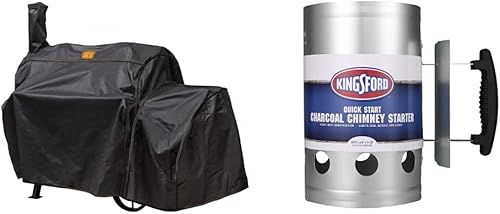 Oklahoma Joe's Highland - Cubierta para ahumador, color negro y Kingsford Heavy Duty Deluxe Charcoal Chimney Starter Arrancador de chimenea de