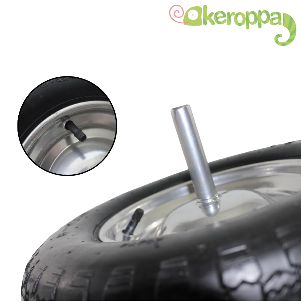 Keroppa, Rueda Neumática para Carretilla, Eje 27 cm, Rueda para Carretilla de Obra, Caucho, Diámetro de 37 cm, Con Llanta y Eje Metálico, Resistente, Duradera, Negro