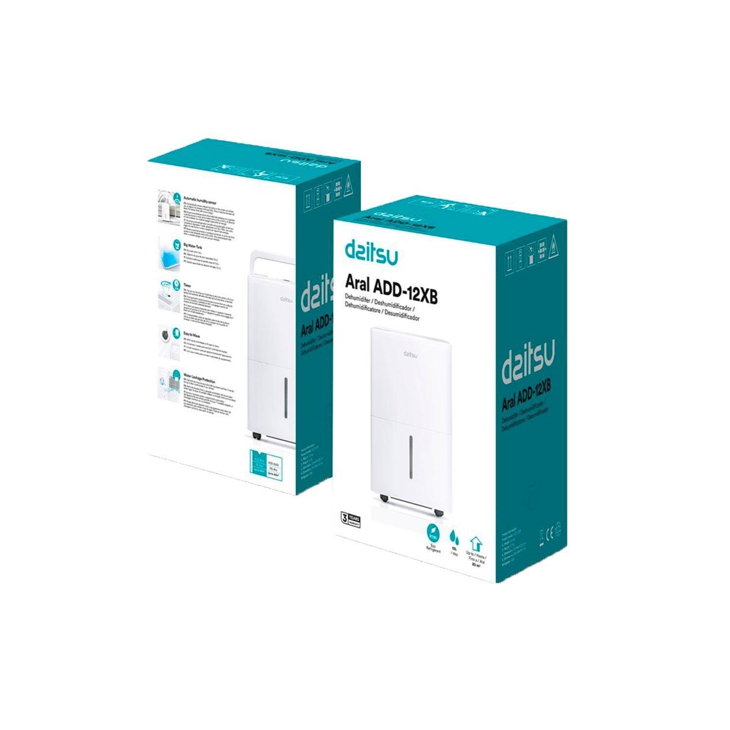 Daitsu Deshumidificador de Humedad 12L Silencioso | Modo Secado de Ropa | Control Automático de Humedad | Diseño Compacto y Bajo Consumo | Ideal para Hogar y Oficina | Eficiencia Energética Clase A
