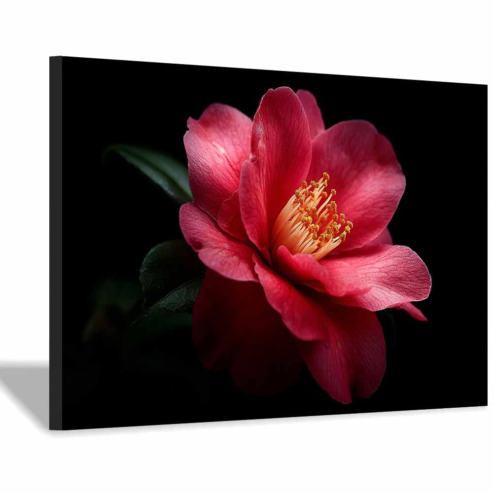 ZAMAEIU Peintures de paysages naturels Fleurs à étamines grandes peintures de paysages modernes pour salon, chambre, salle de bain, salle à manger(rouge)-60x90cm Encadrée