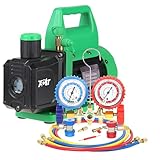 PB Motor Tech Vacuum Pump & Gauge Set, 4.5 CFM Pump w/Brass Manifold Gauge, Quick Couplers, 410 Adapter, Can Tap & Valve Core Tool, for R134A, R12, R22, R502 Refrigerants & AC Maintenance