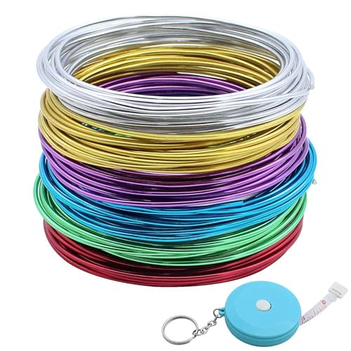 DXLing 6 Pièces 2 mm Fil en Aluminium Anodisé Fil de Bijoux Flexible Souple 6 Bobines de 5m Fil de Sculpture en Métal Pliable Différentes Couleurs pour DIY...