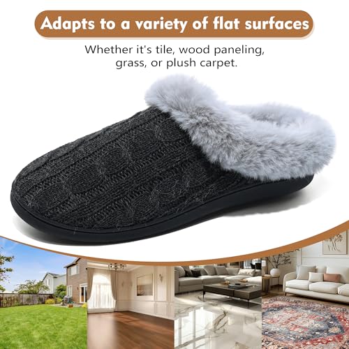 Flexwin Fuzzy Slippers Women, Memory Foam House Slippers, Cozy House Shoes Indoor Outdoor3