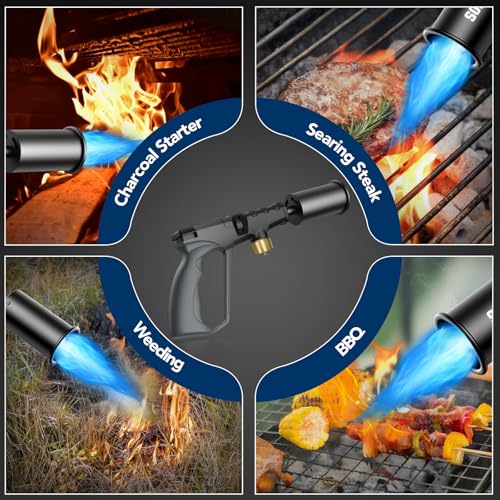 Image of Sondiko Powerful Propane Torch Gun, Cooking Torch for Sous Vide, Charcoal Starter and Steak Searing, Adjustable Kitchen Torch, Best for Outdoor BBQ Party and Camping, Gray & Black(Tank Not Included)
