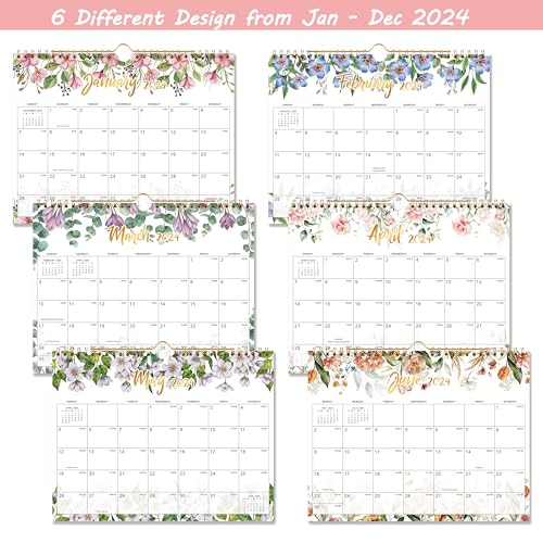 2024 Wall Calendar - Wall Calendar 2024, Jan. 2024 - Dec. 2024, 11\"× 8.5\", 2024 Calendar Wall Hanging with Sturdy Twin-Wire Bound, Writing Blocks, Julian Dates, 12 Months Best Calendar, Planner & Organizer