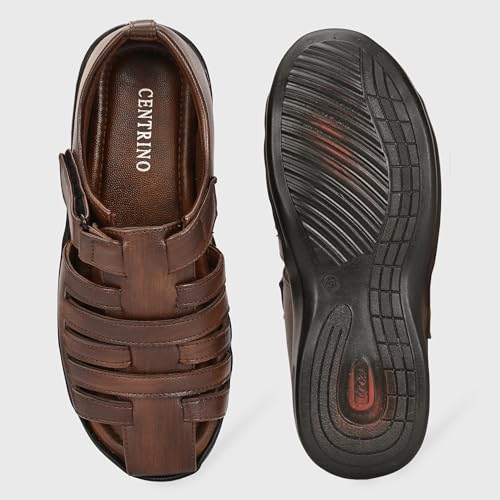 Image of Centrino Sandal for Men | Grip Insole for Stability | Modern Look with Straps | Comfortable Footwear (9780)