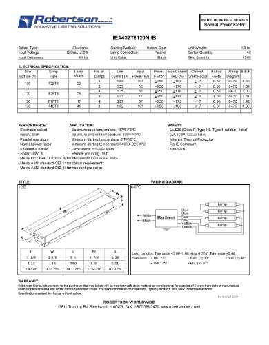 image for Robertson Worldwide Robertson IEA432T8120N (1P20135) Electronic Fluore