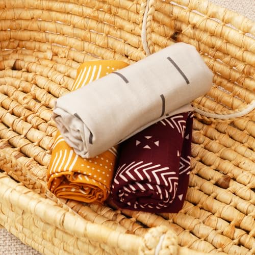 Image of Muslin Swaddle Blankets for Baby Boys and Girls,3 Pack Breathable Soft Receiving Blanket,Large 43.3X 43.3 inches,Newborn Essentials Must Haves(Geometry)