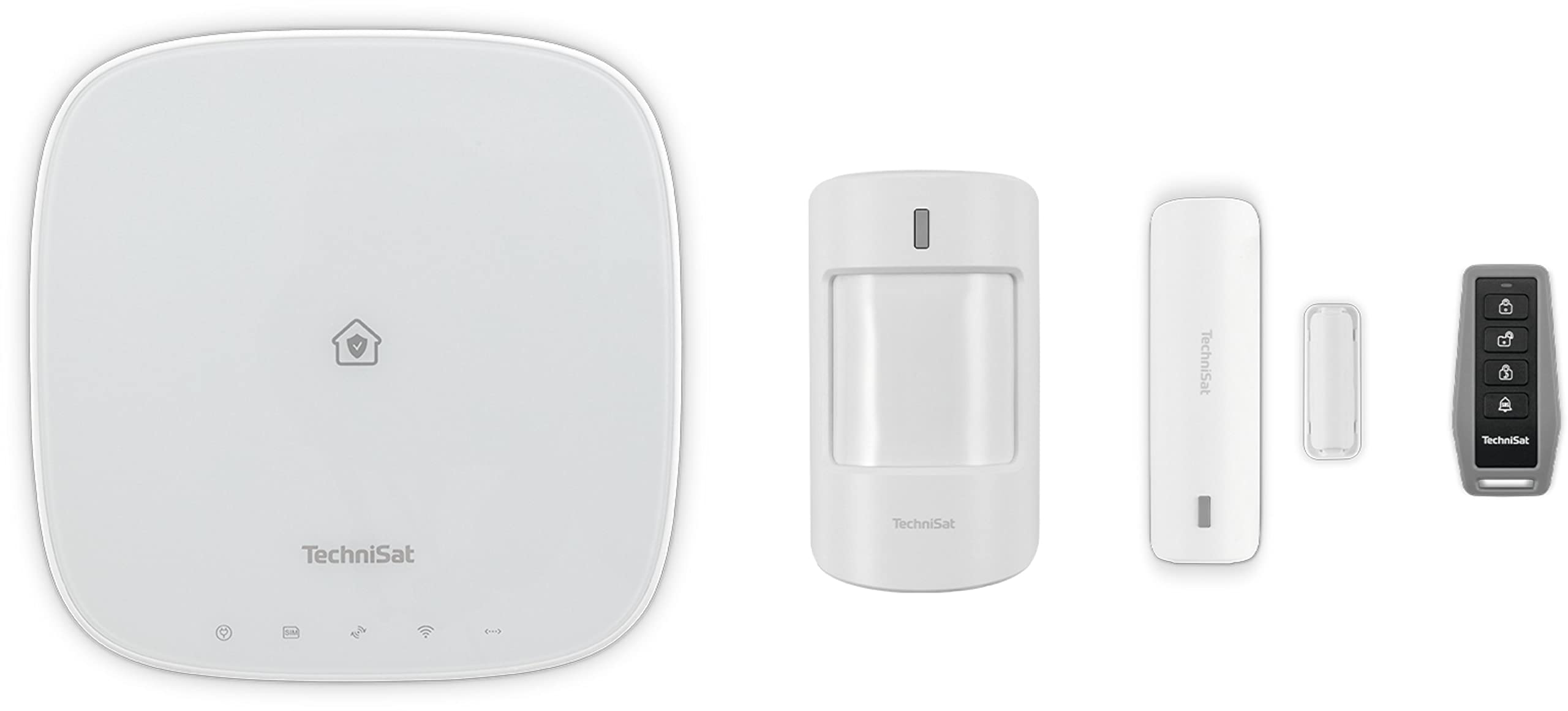 TechniSat TECHNISMART - Sistema de Alarma Compuesto por Unidad Central, Detector de Movimiento, Contacto Puerta/Ventana y Mando a Distancia (batería de Respaldo, fácil instalación, Servidor en