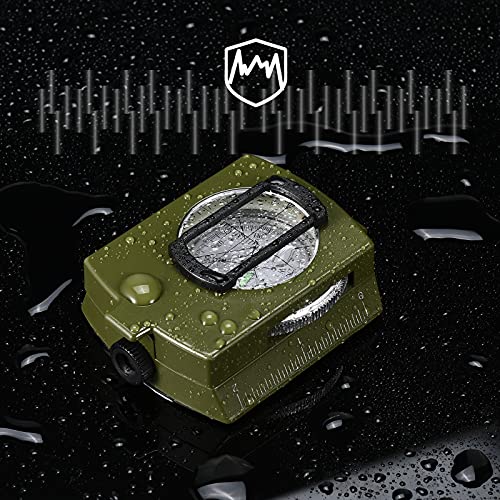 Military Lensatic Sighting Compass Survival with Carrying Bag, Compass for Hiking,Waterproof and Shakeproof, Army Green - Image 5