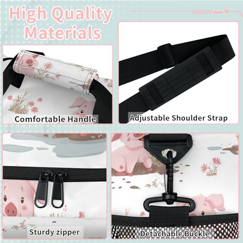Pig Fence Flowers Flowers Travel Duffel Bag Weekender Overnight Bags for Women Men Foldable Waterproof Tote Bag with Trolley Sleeve3