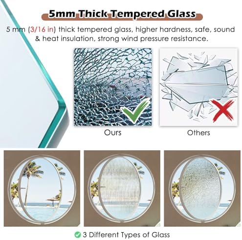 Round Flush Mount Shed Window - Rotatable Ventilated Insulated Tempered Glass with Lockable Handles - Customizable Metal Replacement Window for Home Decor (White-B, Dia 75cm / 29.5in)