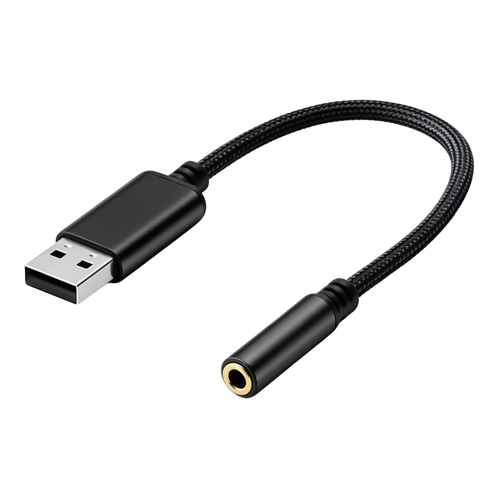 Adaptador USB Jack 3.5mm, Tarjeta Sonido Externa USB con Entrada y Salida TRRS, Soporta 24 Bit 96 KHz, Convertidor USB a Auxiliar para Auriculares y Micrófono para PC Portátil Mac Linux PS5 PS4 Switch