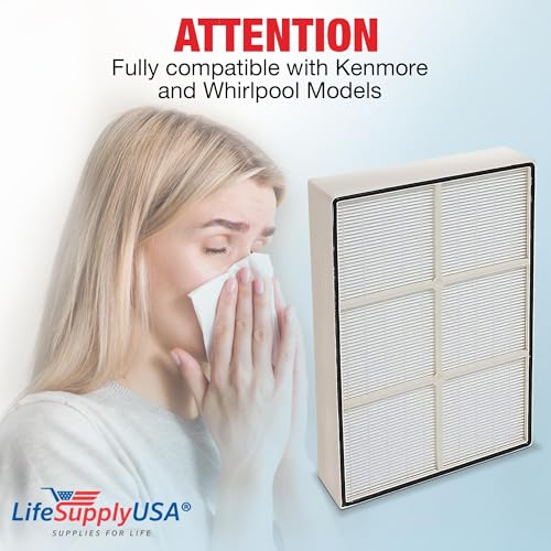 LifeSupplyUSA True HEPA Filter Replacement Compatible Whirlpool Whispure Air Purifier AP150 AP250 Sears Kenmore 83353, 83374 83234 SMALL