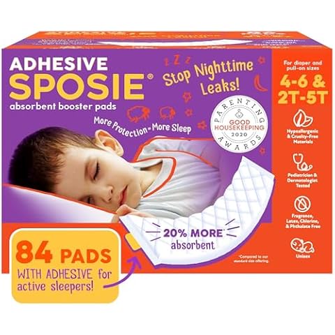 Sposie Diaper Booster Pads, Stop Leaks in Overnight Diapers, Nighttime Diapers, Baby Diapers, and Disposable Toddler Training Underwear Girls and Boys, Adhesive Diaper Pad, Size 5 Diapers and up Cover