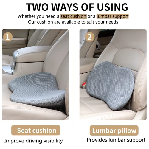 Image of Livtribe Car Seat Cushion - Memory Foam Car Seat Pad - Sciatica & Lower Back Pain Relief - Car Seat Cushions for Driving - Road Trip Essentials for Drivers(Gray)