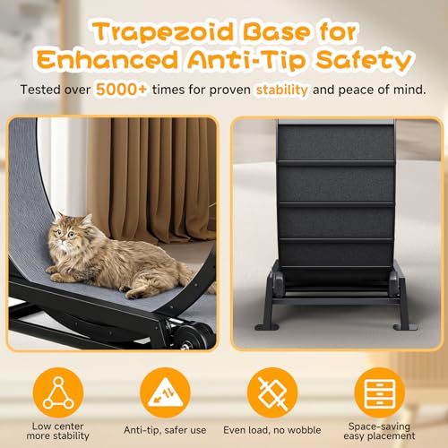 Image of GTPLAYER Cat Wheels, Large Cat Exercise Wheel for Indoor Cats, 40 inchDiameter cat treadmill Detachable Carpet & Teaser, stickers, Ultra-quiet scroll wheel With latch, Suitable for Most Cats, Metal, Gray