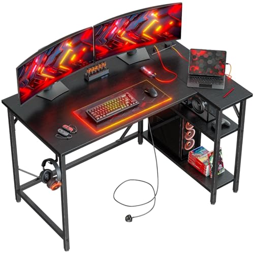 DOMSHOCT L Shaped Gaming Desk, 120x70cm, Black
