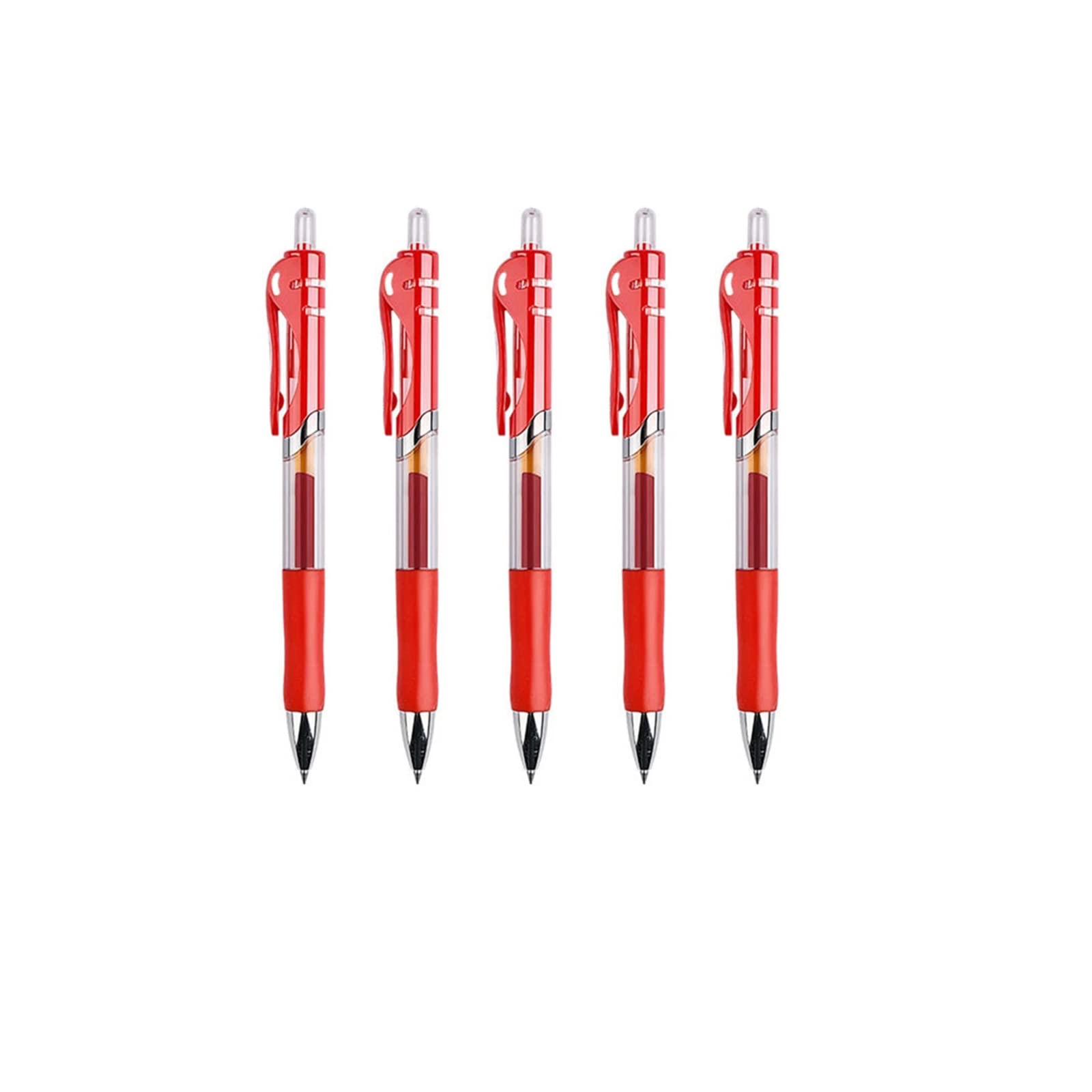 Retractable Liquid Gel Ink Pen - 0.5mm Bullet Tip Smooth Gel Pens Retractable Rollerball Gel Pen for Adult Writing Note Taking School & Office Supply 5PCS Red