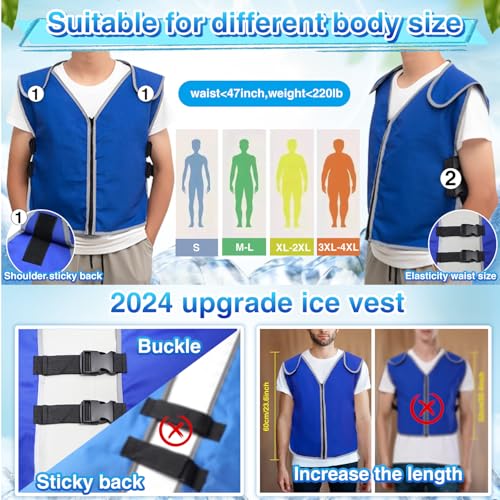 Colete refrescante com 20 pacotes de gelo para homens e mulheres – Colete frio ajustável para trabal