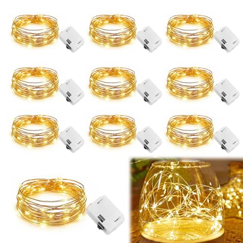 Stalora Lot de 10 Mini Guirlandes Lumineuses LED à Piles, 2M 20 LEDs - Guirlande Lumineuse...