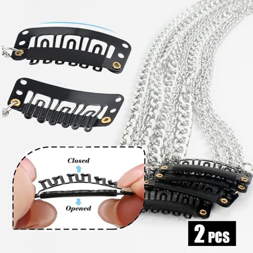 Ouliget Rhinestone Tassel Hair Chain Clip, Pinza para el cabello de metal plateado punk, cadena de cabello de varias hebras para fiestas, pack de 2 piezas miniatura 2