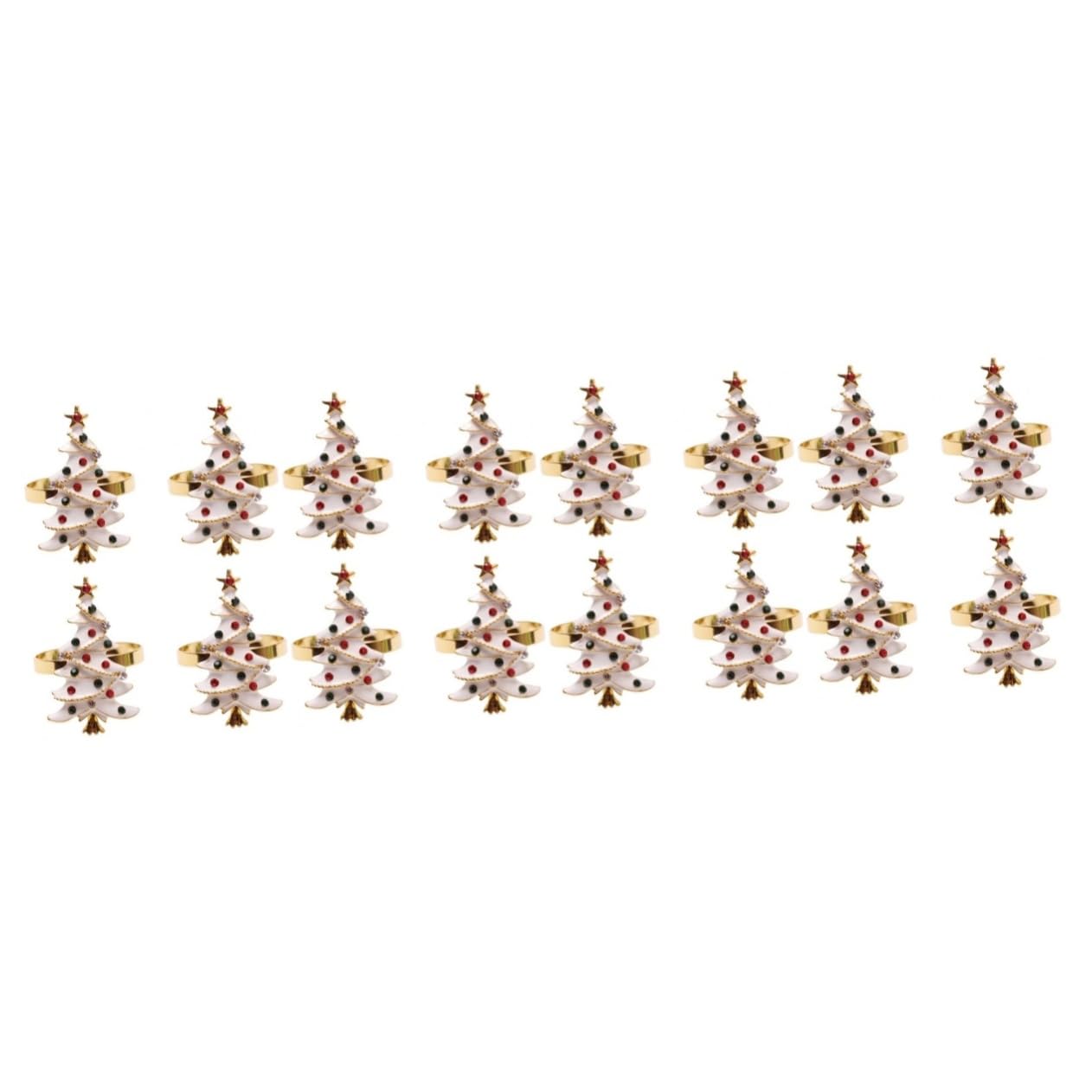 Alipis 16 Pièces Ronds De Serviette De Noël Accessoire De Serviette De Noël Ornement Décoratif De Table Ronds De Serviette Sapin De Noël Porte-Serviette De Noël De Zinc Blanche