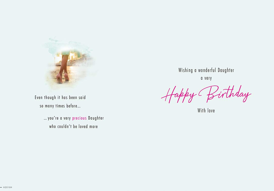 Birthday Card For Daughter - 9x6 Inch Foil Heart Design By Piccadilly Greetings