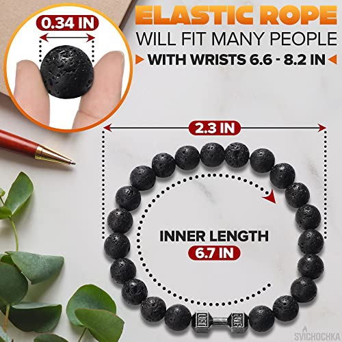 Bracelet - Stylish Matching Beaded Bracelets for Men & Women with Trendy Dumbbells, Comfortable Elastic Rope - Gym Heavy Bead Bracelet Men & Women – Motivational Accessory for Workout Support2