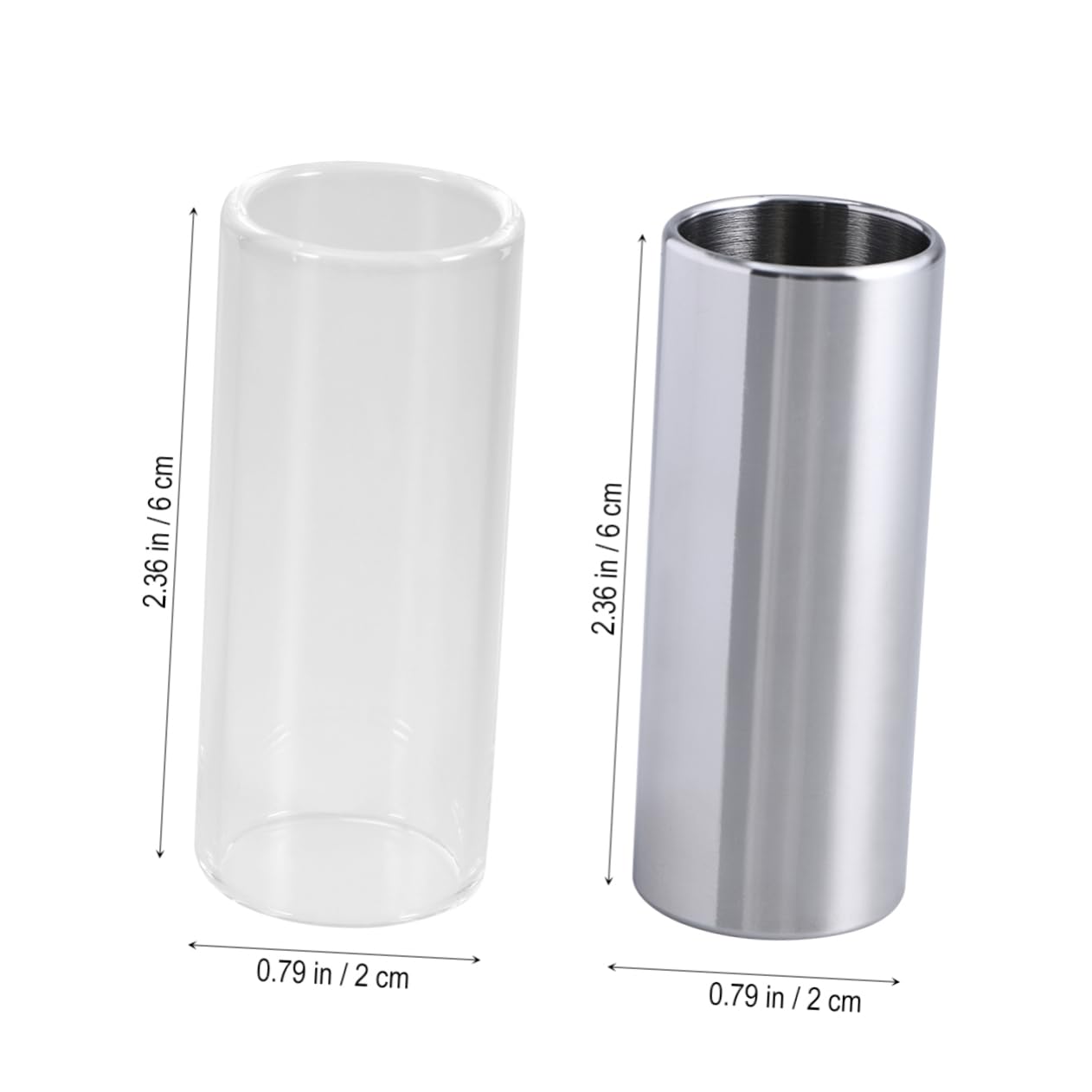 GOOHOCHY Guitar Slide Pack 60mm Glass Stainless Steel Slides for Neck Bass Guitar Playing