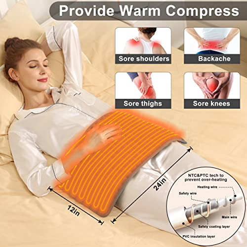 Image of Heating Pad Electric Heat Pad, Hot Heated Pad,Multiple Temp and Timer Settings,Suitable for Shoulders, Neck, arms, Abdomen, Back, Legs, etc. (Gray Green, 24 inchX12 inch)