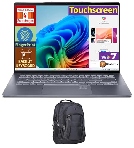 Acer Swift 14 AI ���� �m�[�g�p�\�R�� 14.5 �^�b�`�X�N���[�� IPS WQXGA �f�B�X�v���C (Qualcomm Snapdragon X Elite X1E-78-100, 16GB LPDDR5X, 1TB PCIe SSD, 