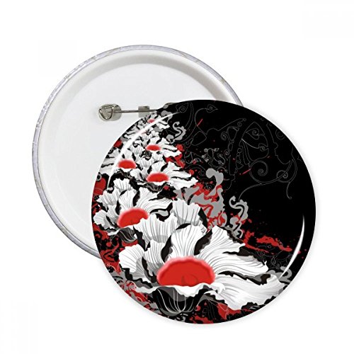 Badge rond pivoine 5pcs M pour customiser vos vêtements
