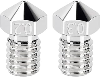 APAAZO 2pcs E3D Nozzle V5 V6 All Metal Nickel Copper Plated Brass Nozzles 3D Printer Parts Compatible With 1.75mm Filament For CR10 Ender 3 (Color : Nickel Copper Plated, Size : 1.0mm 1.75mm)