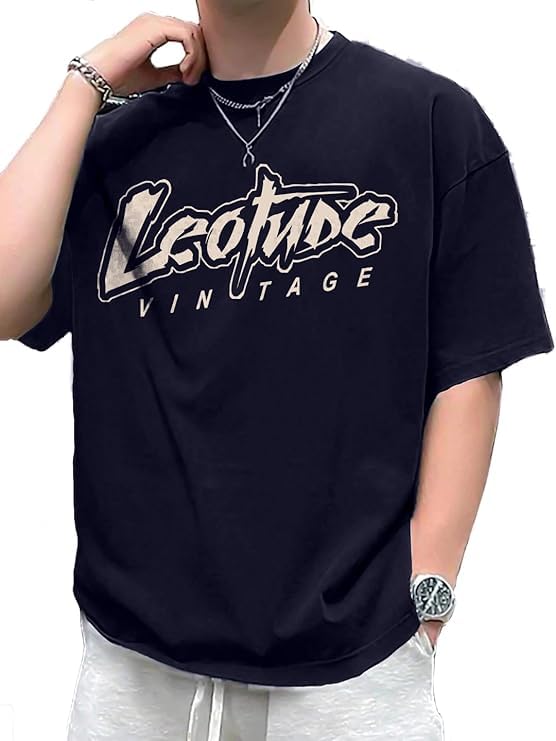 Image of LEOTUDE Men's Cotton Trendy Oversized Round Neck Printed T-Shirt Combo (Pack of 3)