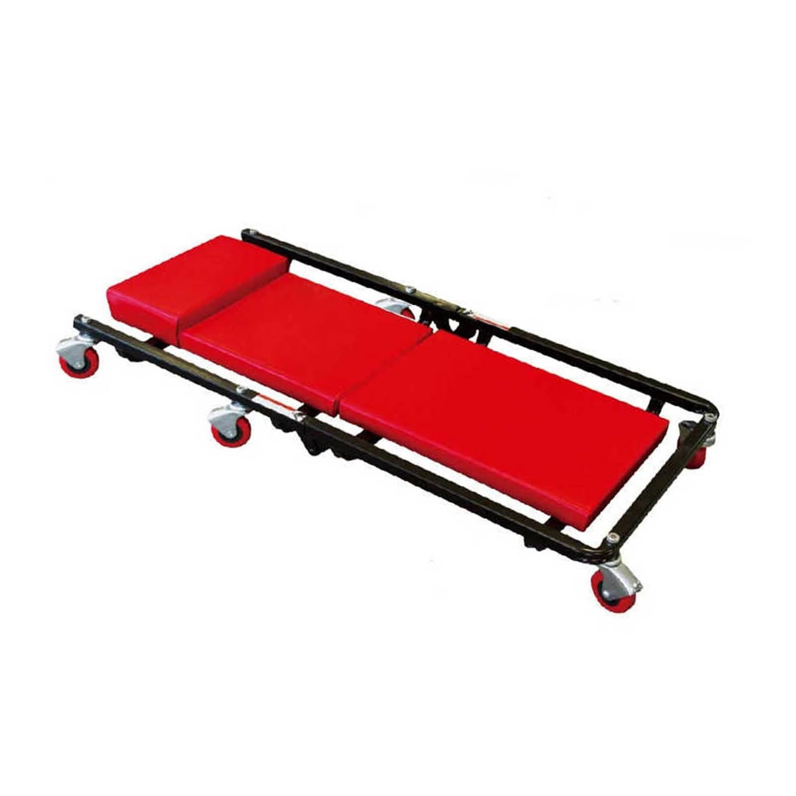 Genérico Camilla Mecánica De 6 Ruedas con Asiento Acolchado, Plegable, Soporta 150 Kg, Ideal For Garajes, Talleres Mecánicos.