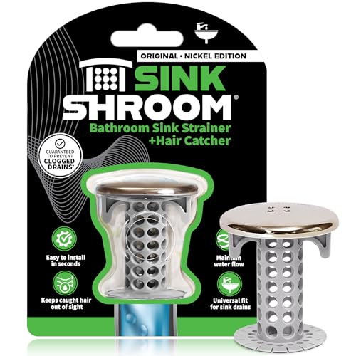 SinkShroom Revolutionary Bathroom Sink Drain Protector Hair Catcher Strainer Snare Nickel Edition