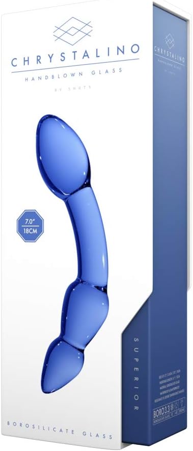 Chrystalino Glass Dildo Dong Superior Buttplug, Blue - Image 5