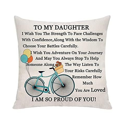 VAVSU Throw Pillow Covers To Daughter Son for Christmas Birthday Graduation Inspirational Gift 18X18 Inch Beige Pillow Cases Pillow Decorations for Sofa Bedding (Daughter) Cover