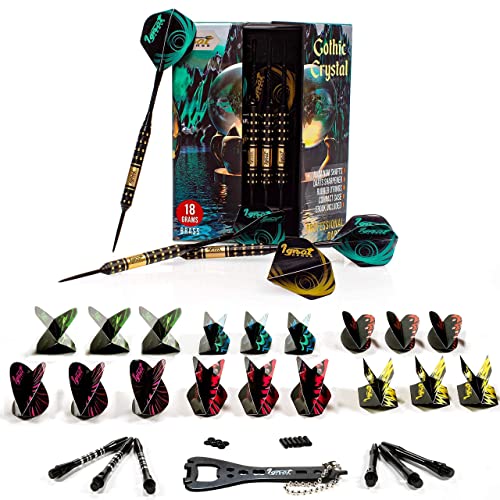 IgnatGames 6 Steel Tip Darts Set - Professional Darts with Aluminum Shafts + Dart Flights and Accessories Sets of Different Shape Darts Flights and Flights Protectors, Darts Accessories Kit
