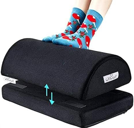 Cojín ergonómico para reposapiés debajo del escritorio, reposapiés de malla ajustable compacto de 6.5 pulgadas de altura, almohada lumbar, esponja